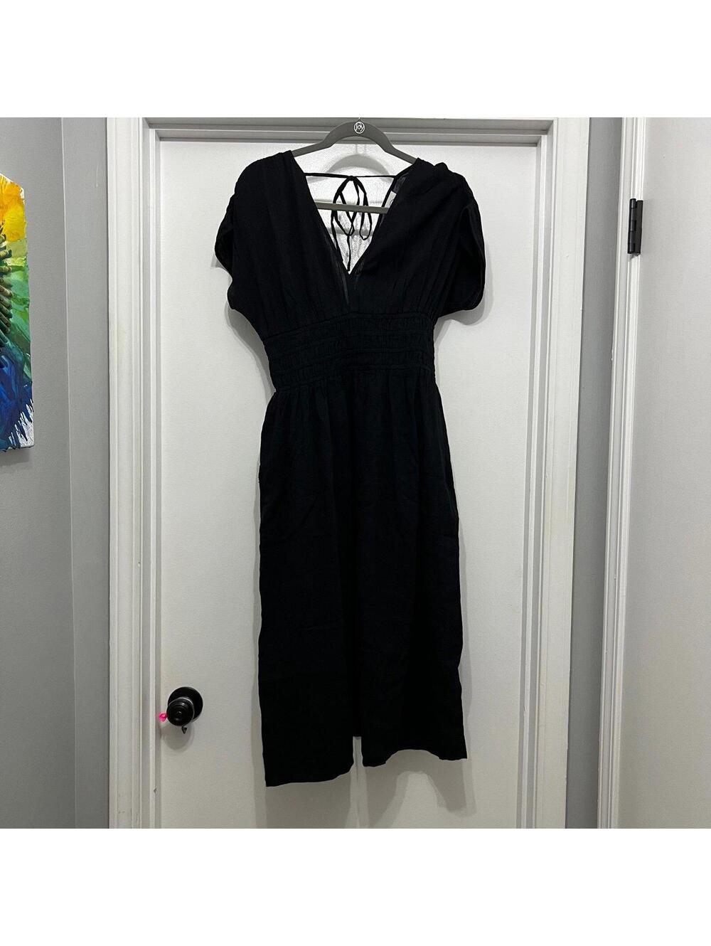 LOFT Beach Crinkle Smocked Midi Pocket Dress size Small NWT